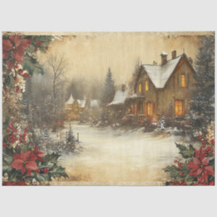 Victorian Cosy Christmas Landscape Decoupage Print Tissue Paper