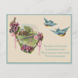 Victorian Cottage Bluebird Mother's Day Card