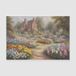 Victorian Cottage with Summer Flower Garden Tissue Paper