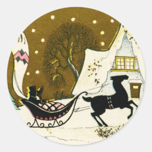 Victorian Country Christmas Round Sticker
