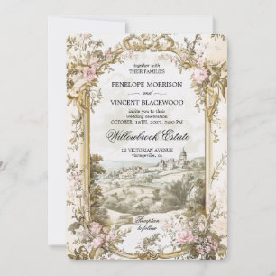 Victorian Country Rose Frame Invitation