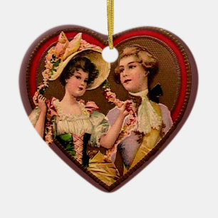 Victorian Couple in Heart Ornament