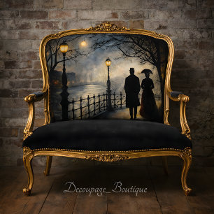 Victorian Couple Moonlit River Walk Scene Decoupag Tissue Paper