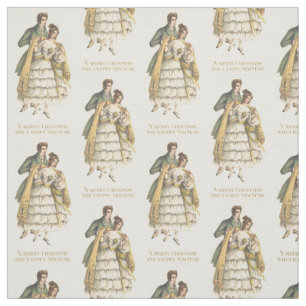 Victorian Couple Vintage Christmas Fabric