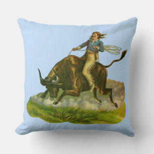 Victorian cowboy bull rider cushion