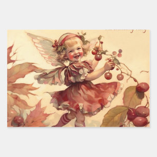 Victorian “Cranberry Fairy"  Wrapping Paper Sheet