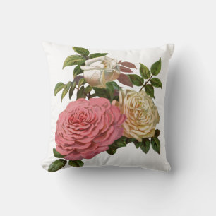 Victorian Cream and Pink Roses Cushion