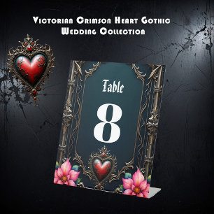Victorian Crimson  Gothic Heart  Pedestal Sign