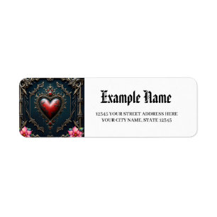 Victorian Crimson Gothic Heart Return Address Label