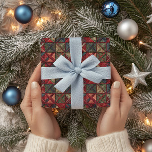 Victorian Crosshatch Christmas Pattern Wrapping Paper Sheet