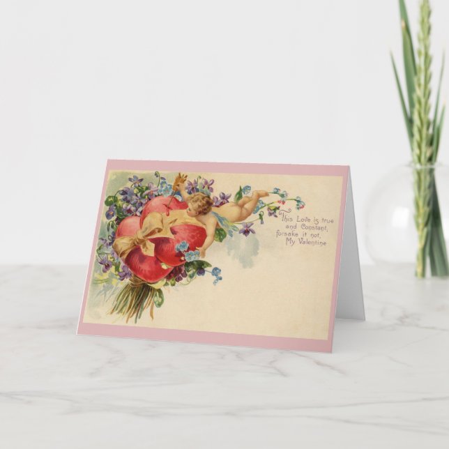 Victorian Cupid True Love Valentine Greeting Card (Front)