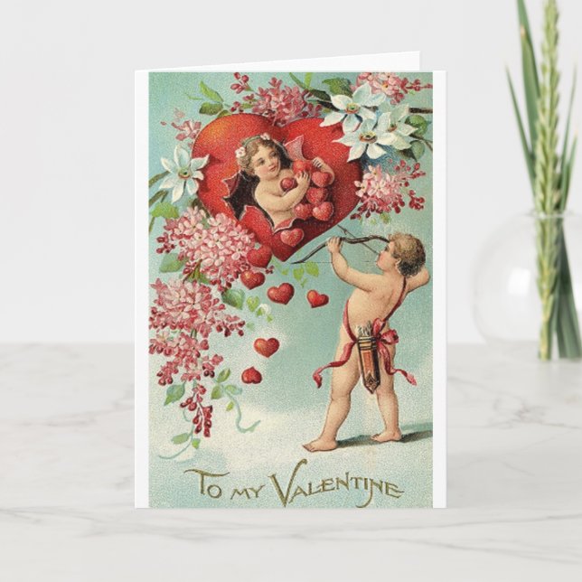 Victorian Cupid Valentine's Day Card (Front)