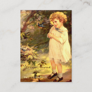 Victorian cutie with birds business card