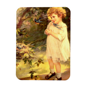 Victorian cutie with birds magnet