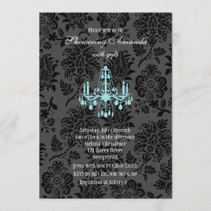 Victorian Damask Bridal Shower Invite (turquoise)
