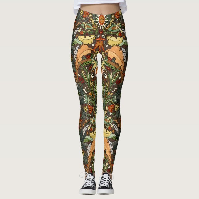 Victorian damask earth leggings (Front)