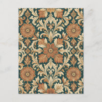 Victorian Damask Floral Pattern with Copper Bronze