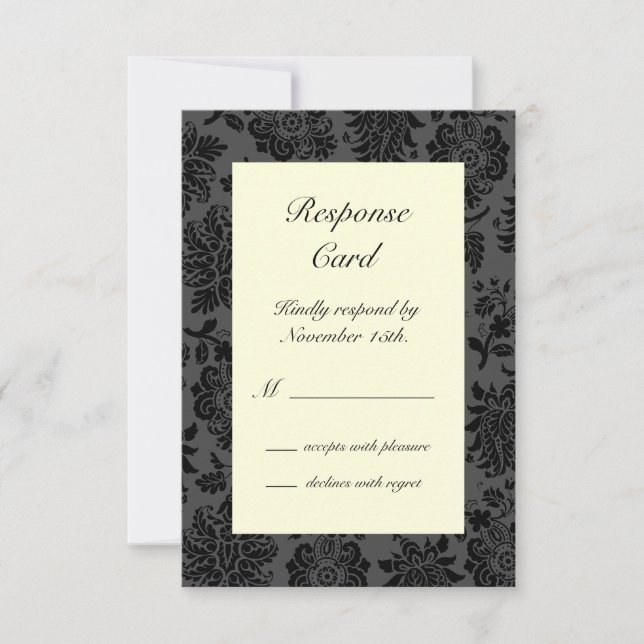 Victorian Damask RSVP (ivory) Card (Front)