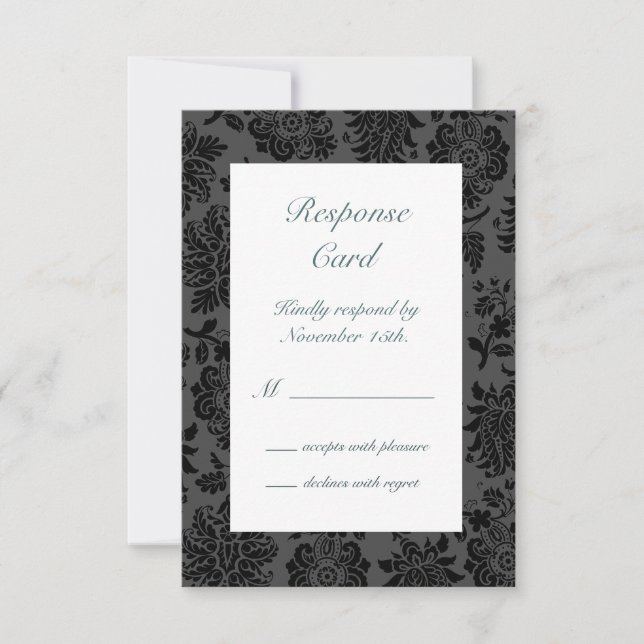 Victorian Damask RSVP (turquoise) Card (Front)