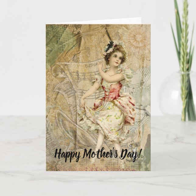 Victorian Dancing Girl Sheet Music Card (Front)