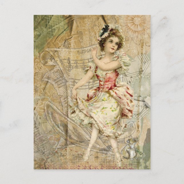 Victorian Dancing Girl Sheet Music Postcard (Front)
