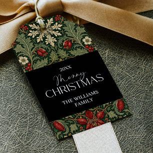 Victorian Dark Botanical red berries family name Gift Tags