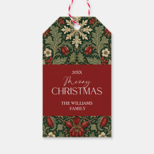 Victorian Dark Botanical red berries family name Gift Tags