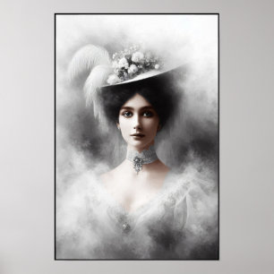 Victorian Debutante in White Elegance Poster