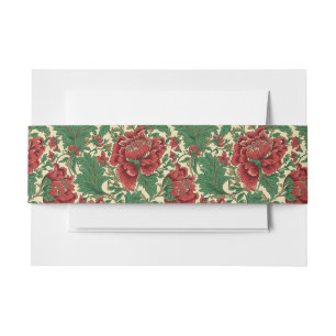 Victorian Decadence Elegant Red Floral Invitation Belly Band