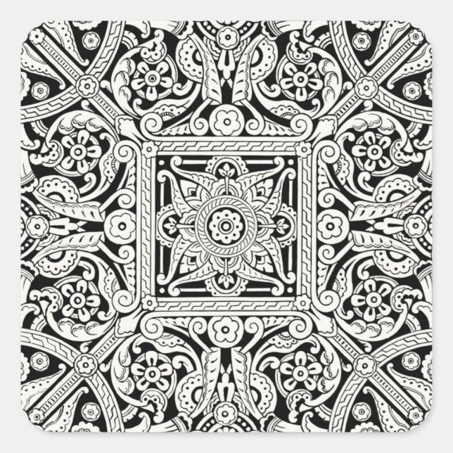 Victorian Decorative Design Pattern Square Sticker (Front)
