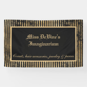 Victorian Distressed Black & Gold Stripe Custom Banner