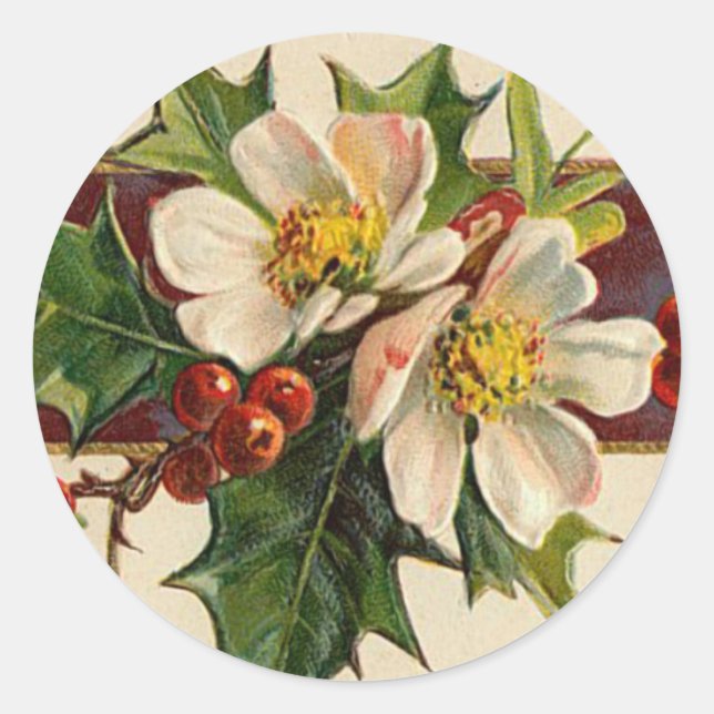 Victorian Dogwood Christmas sticker (Front)
