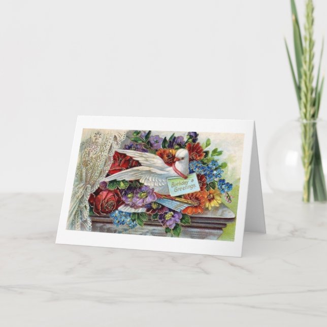 Victorian Dove Birthday Greeting Card (Front)