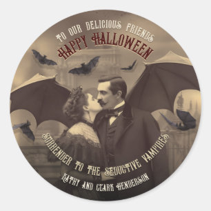 Victorian Dracula Romantic Kiss Gothic Party Favou Classic Round Sticker