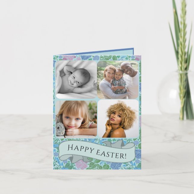 Victorian Dragonflies Garden Muted Photo Easter Holiday Card (Front)