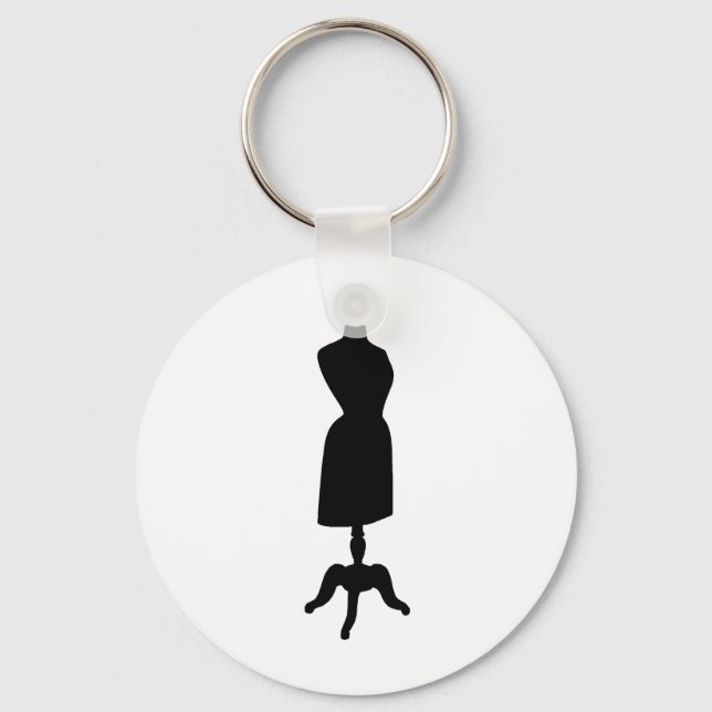 Victorian Dress Form Silhouette Key Ring (Front)