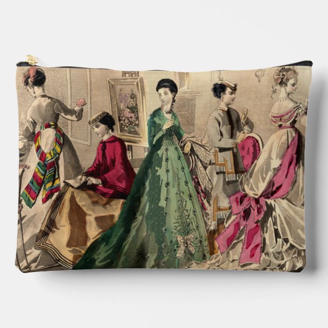 Victorian Dress With Pink Bow  Accessory Pouch (Front)