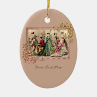 Victorian Dress With Pink Bow Ceramic Ornament