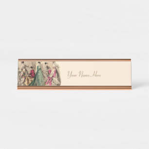 Victorian Dress With Pink Bow Desk Name Plate