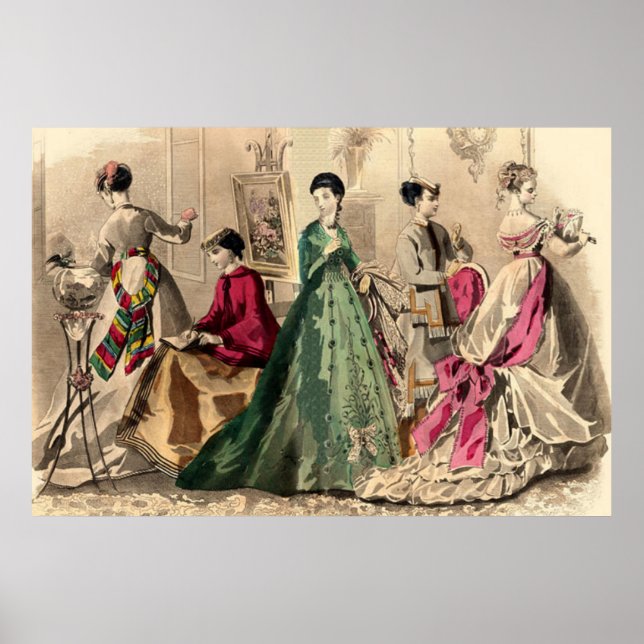 Victorian Dress With Pink Bow Poster (Front)