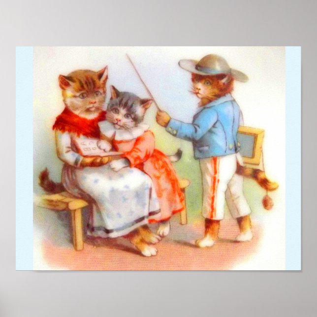 Victorian dressed kitty cats family poster (Front)