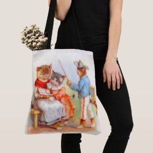 Victorian dressed kitty cats family tote bag