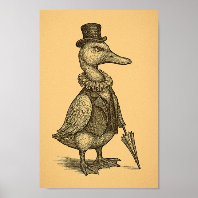 Victorian Duck with Umbrella Poster (Front)