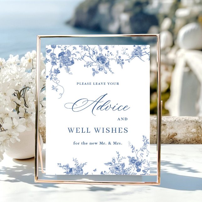 Victorian Dusty Blue French Garden Advice & Wishes Poster (Creator Uploaded)