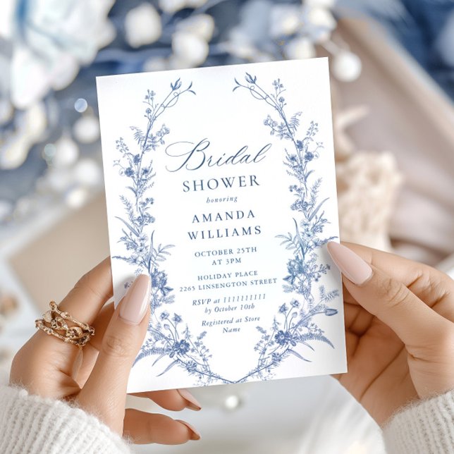 Victorian Dusty Blue French Garden BRIDAL SHOWER Invitation (Creator Uploaded)