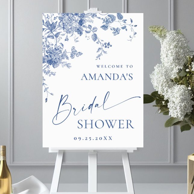 Victorian Dusty Blue French Garden Bridal Shower Poster (Creator Uploaded)