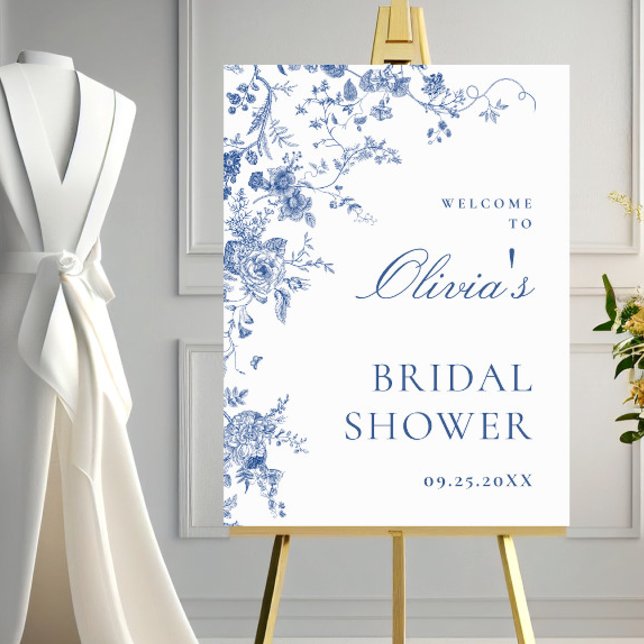 Victorian Dusty Blue French Garden Bridal Shower Poster (Creator Uploaded)
