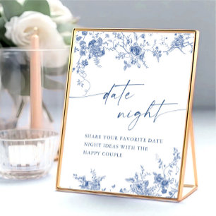 Victorian Dusty Blue French Garden Date Night Idea Poster