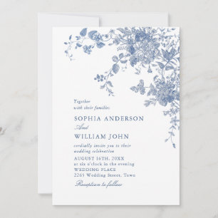 Victorian Dusty Blue French Garden Floral Wedding Invitation