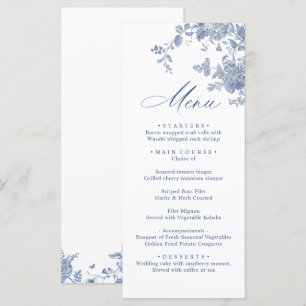 Victorian Dusty Blue French Garden Floral Wedding Menu